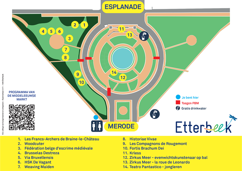 Plattegrond van de Middeleeuwse Markt van Etterbeek 2026